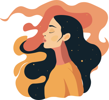 Illustrated woman representing calm and self-reflection